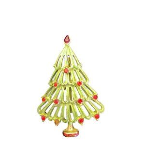 Christmas Tree Brooch Green & Red